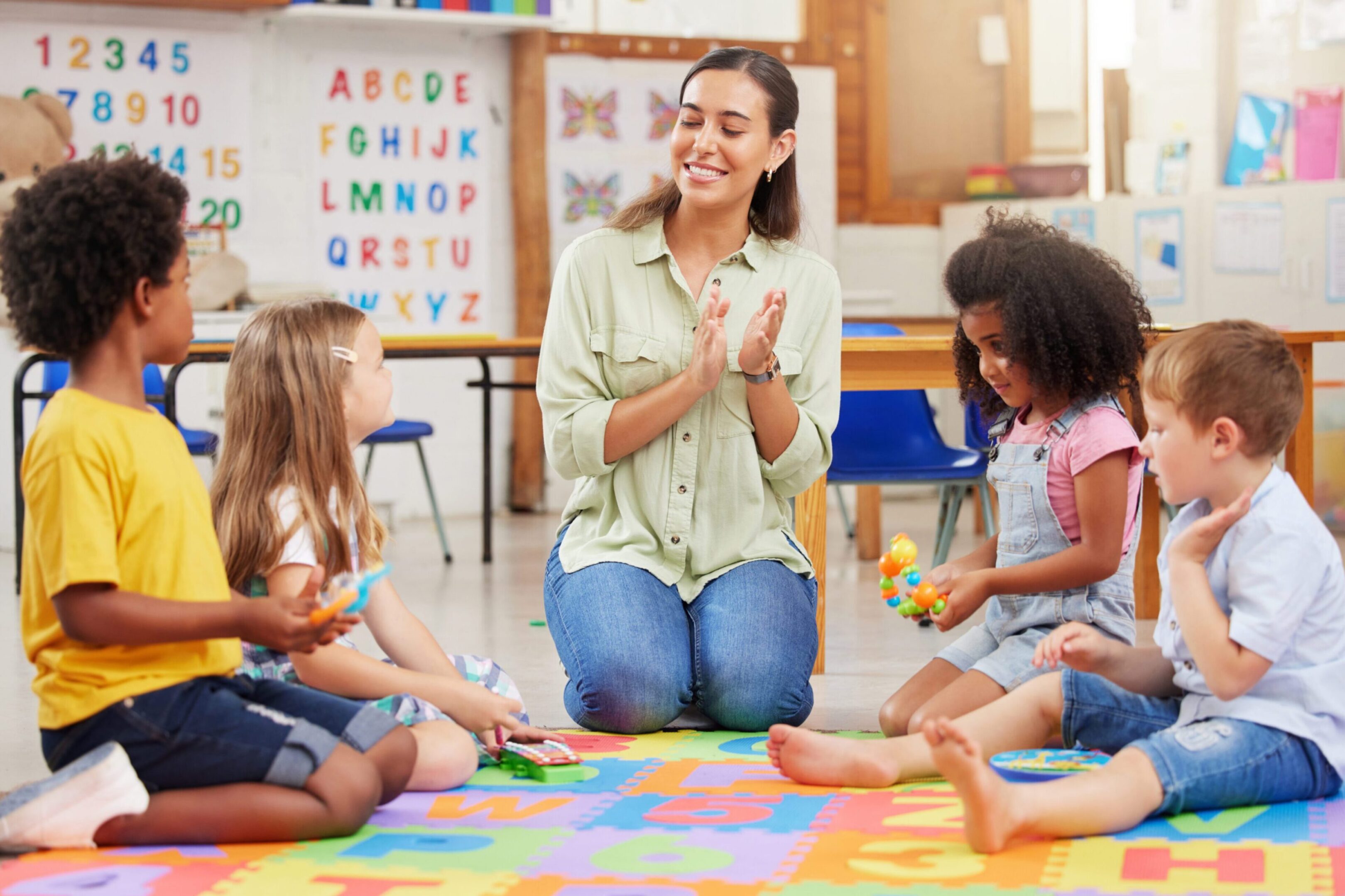 Teacher with children in a classroom