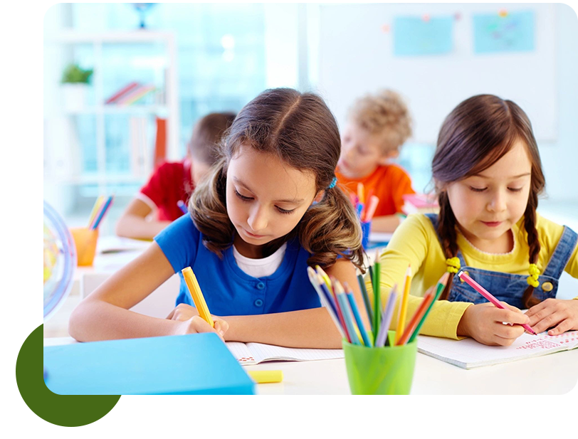 Children focused on classroom activities